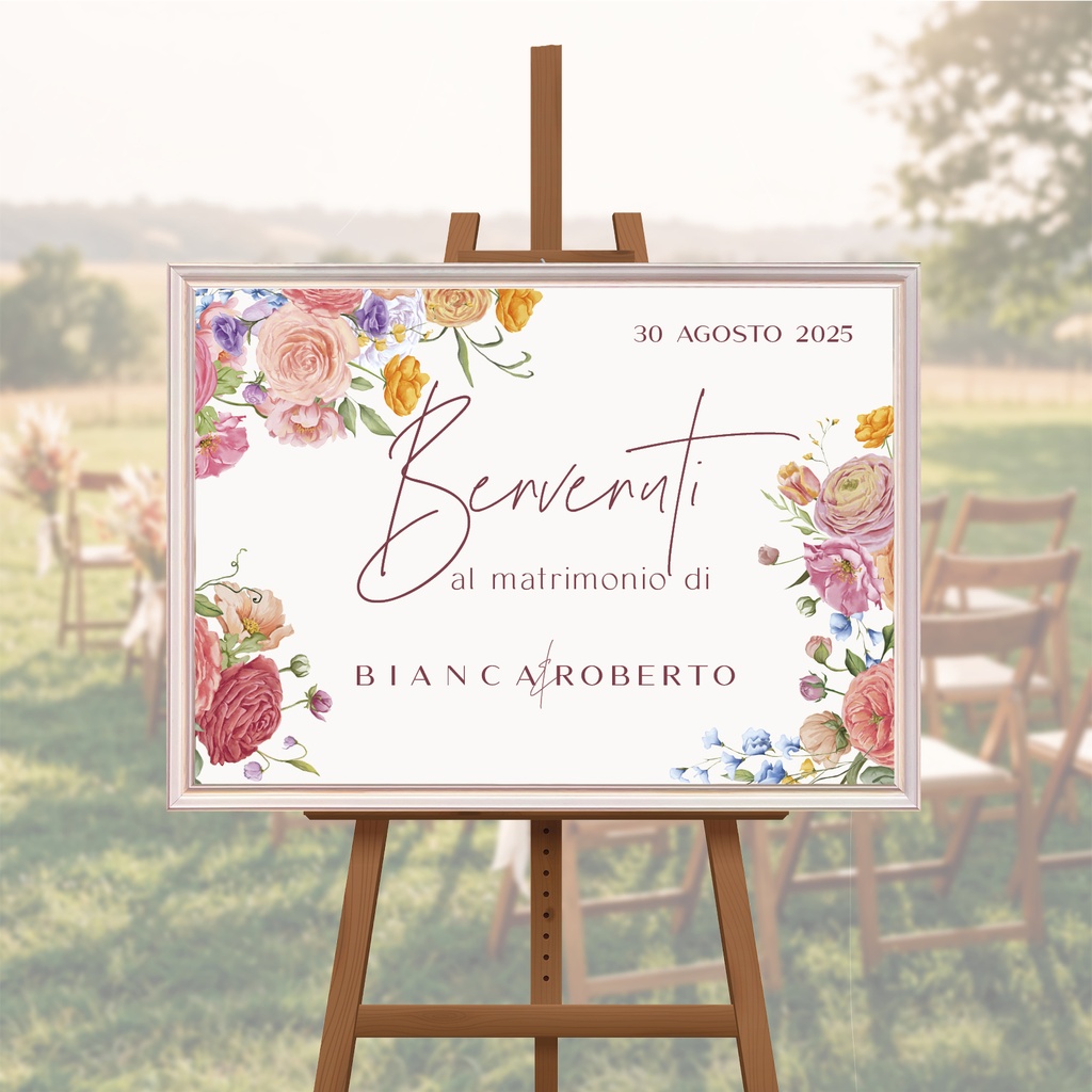 Cartello di Benvenuto - Flower Power