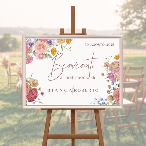 Cartello di Benvenuto - Flower Power