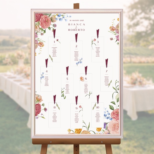 Tableau Marriage Pannello con cornice - Flower Power